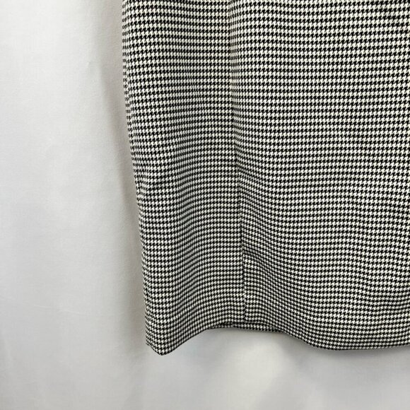 H&m Sheath Dress Women's 8 Black White Houndstooth Stretch Knee Length Zip - Picture 4 of 11